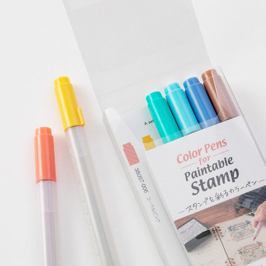 Color Pens for Paintable Stamp 6 pcs assorted- Happy