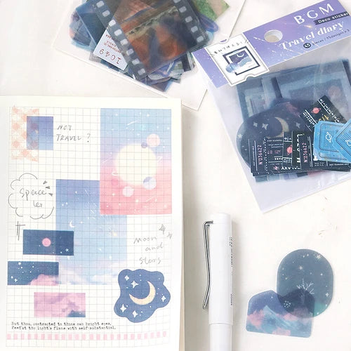 BGM Foil Stamping Stickers- Travel Diary Sky