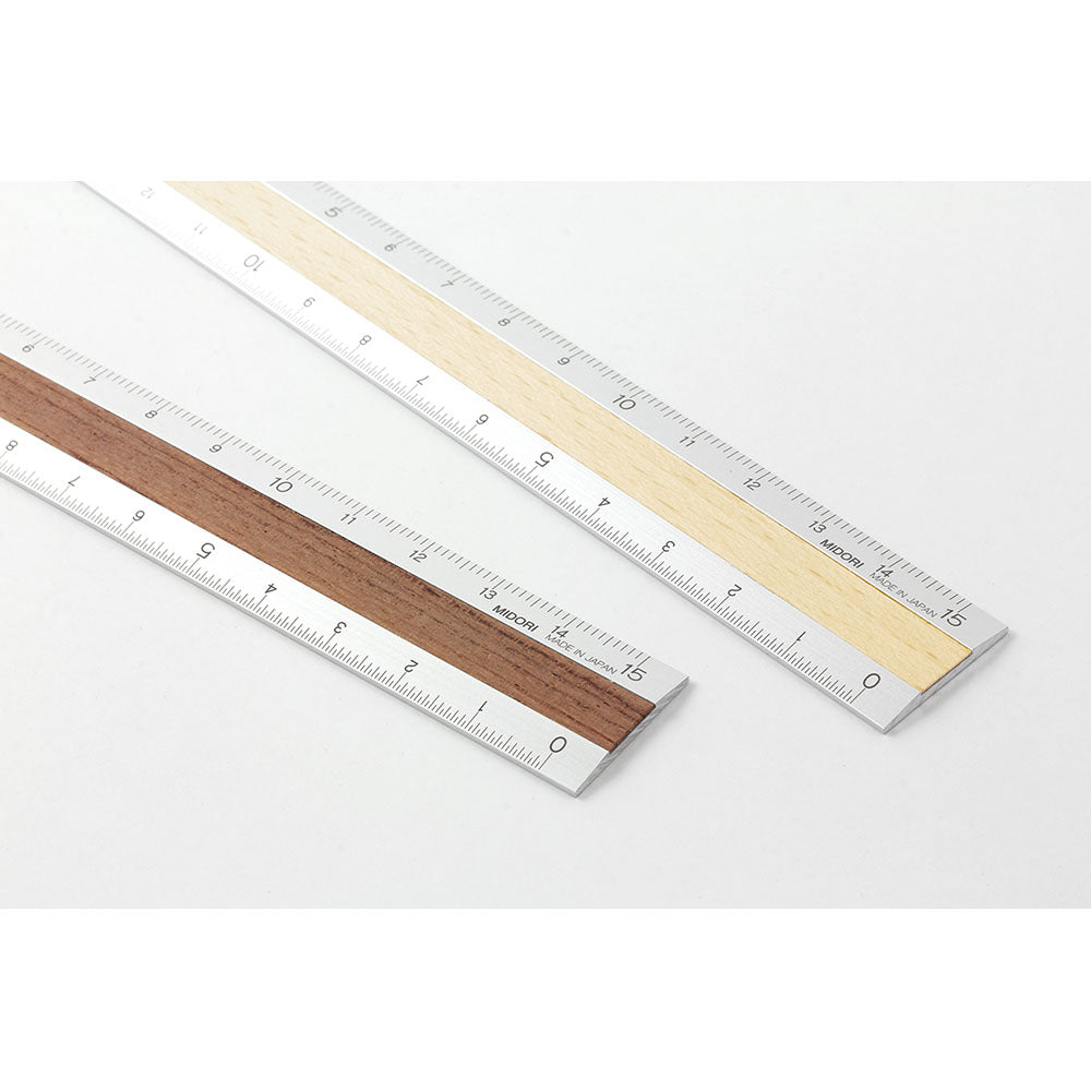 Aluminium Wooden Ruler (15cm) Light Brown