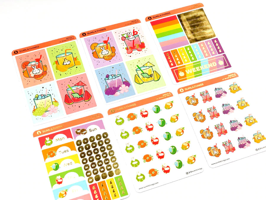 Lil' Splash of Fruits Decorative Kit (6 Pages) - GOLD FOIL