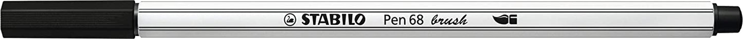 STABILO Pen 68 brush - Premium Fibre-Tip Pen - Wallet of 12 Assorted Colours