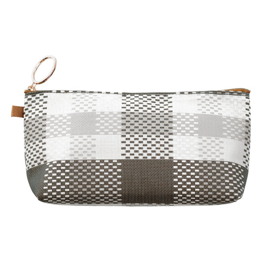Mesh Graphics Gusset pouch Check Black