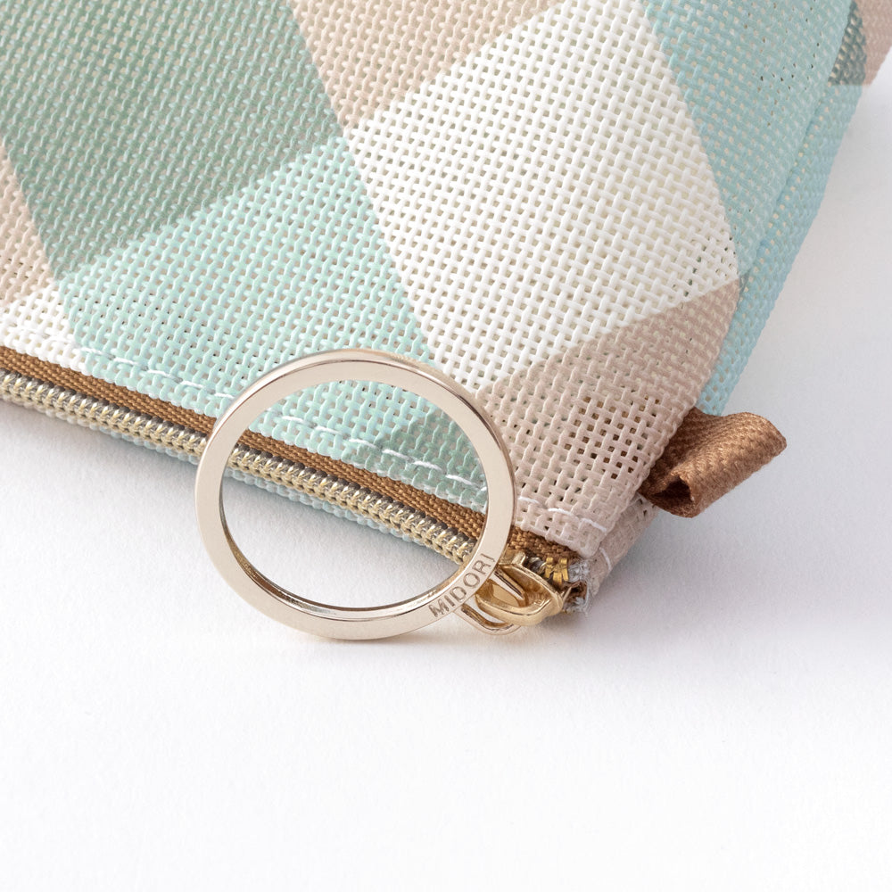 Mesh Graphics Gusset pouch Check Light blue