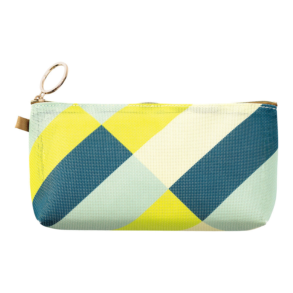 Mesh Graphics Gusset pouch Stripe Yellow green
