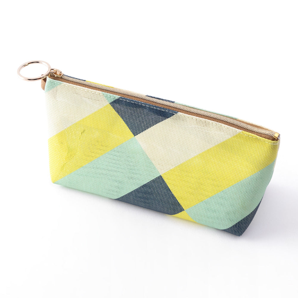 Mesh Graphics Gusset pouch Stripe Yellow green
