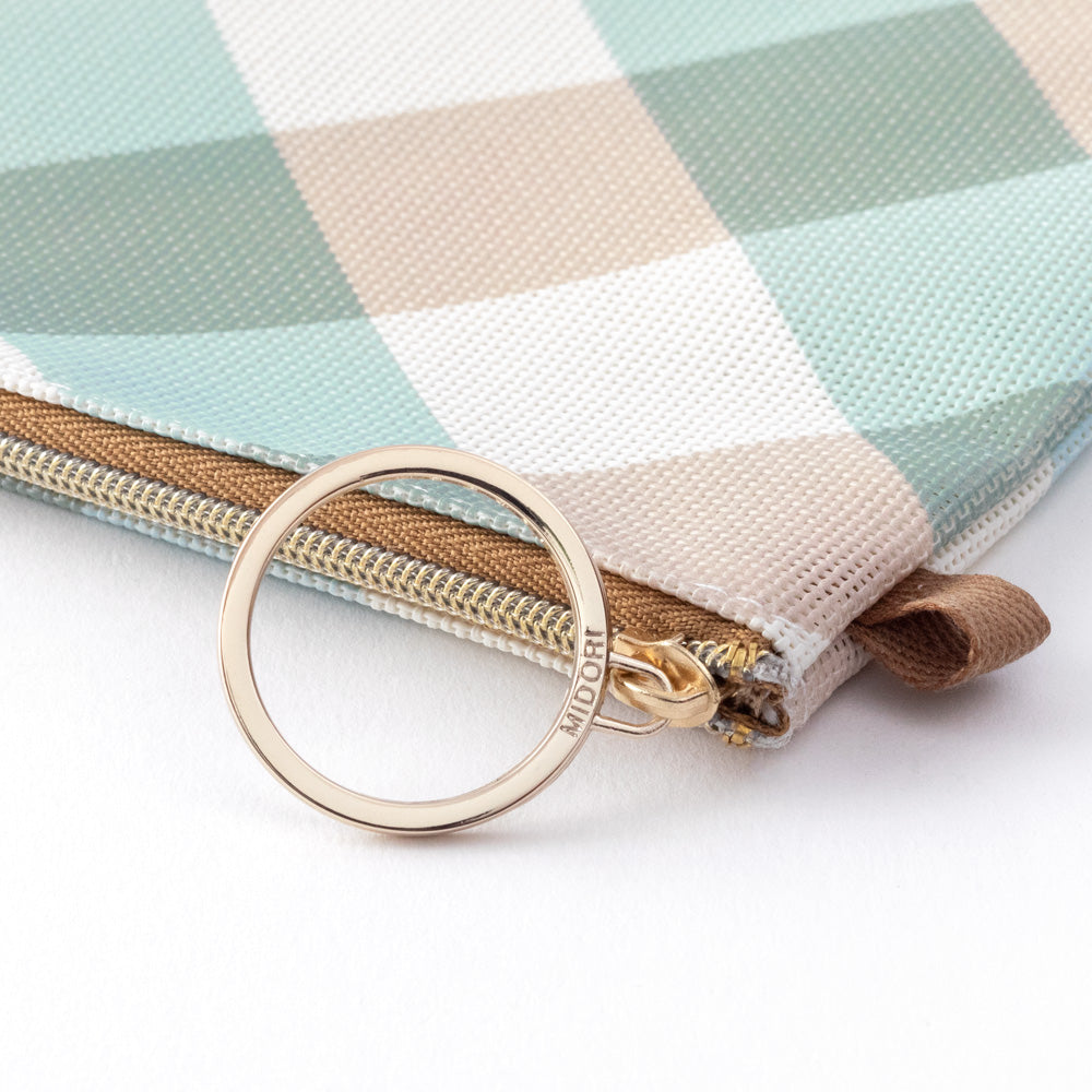 Mesh Graphics Pouch (A6) Check Light blue