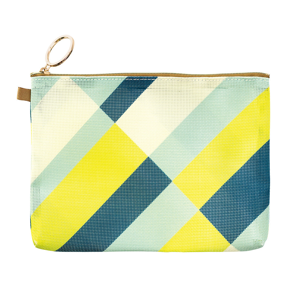 Mesh Graphics Pouch A6 Stripe Yellow green