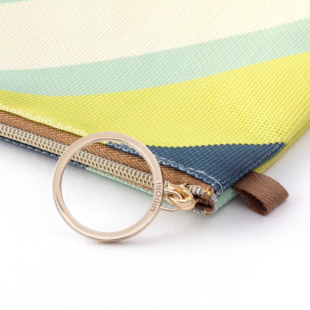 Mesh Graphics Pouch A6 Stripe Yellow green