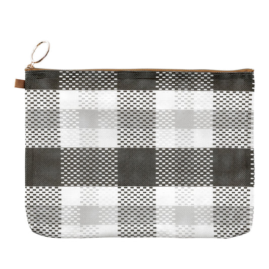 Mesh Graphics Pouch A5 Check Black
