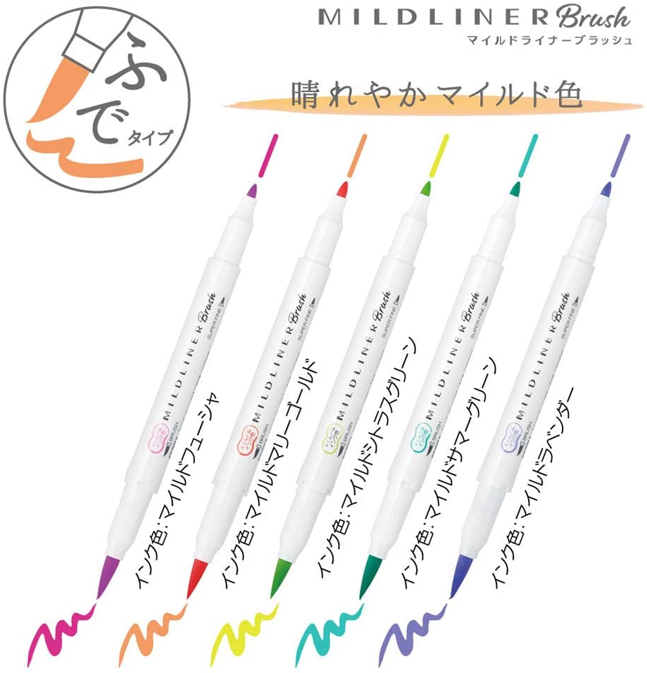 Zebra Mildliner- Green 5 Colours Set