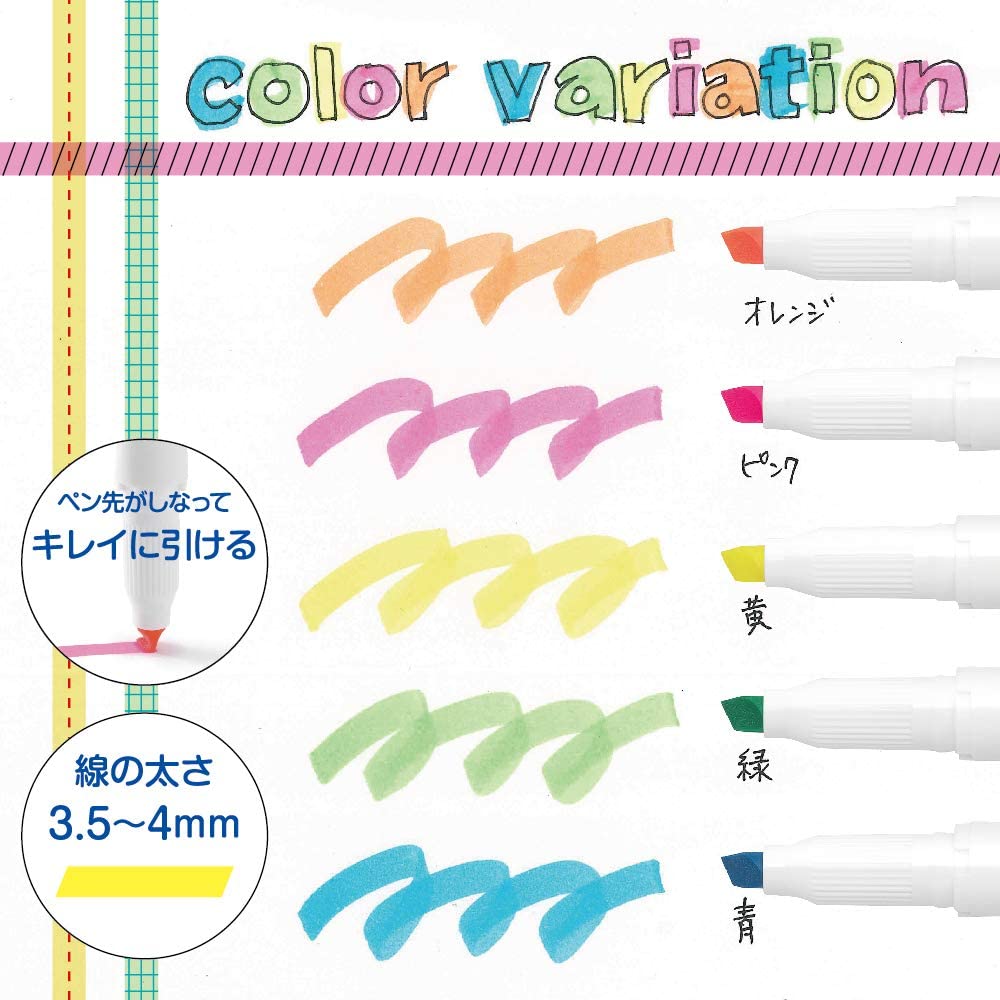 Zebra Justfit Mojini Line Highlighter - 5 Color Set