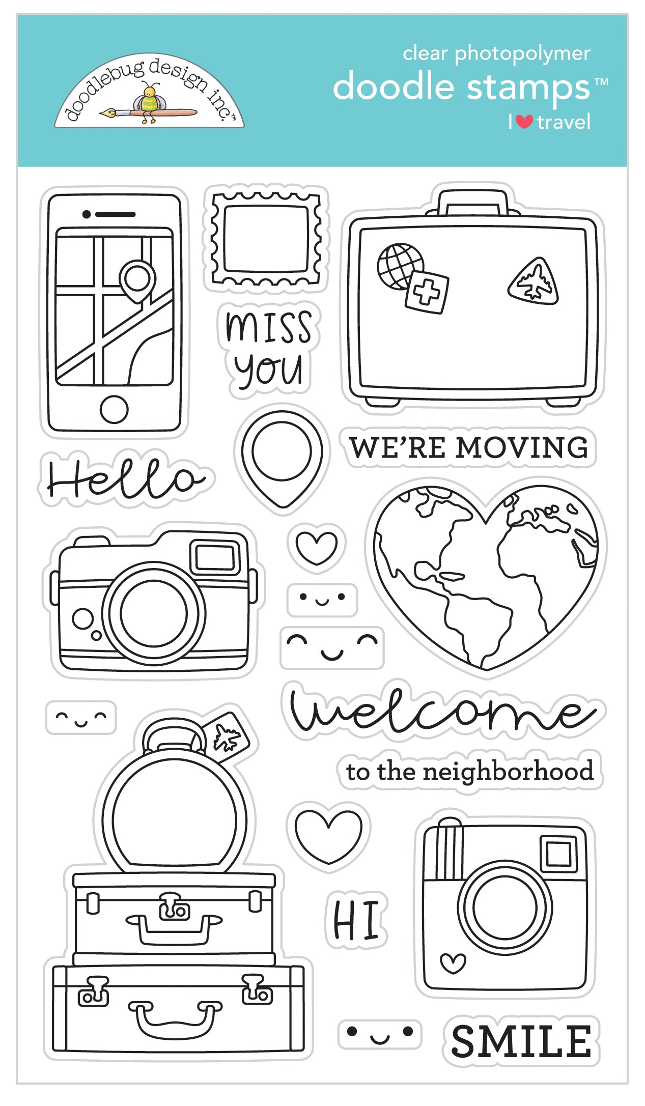 I ❤️ Travel Doodle Stamps