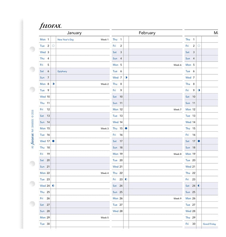 Vertical Year Planner A5 2022