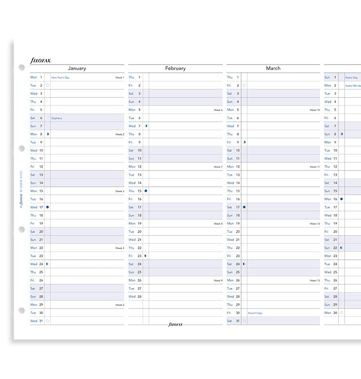 Vertical Year Planner A4 2022