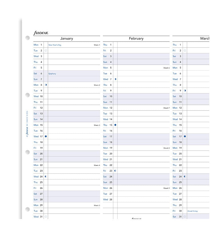 Vertical Year Planner A4 2022