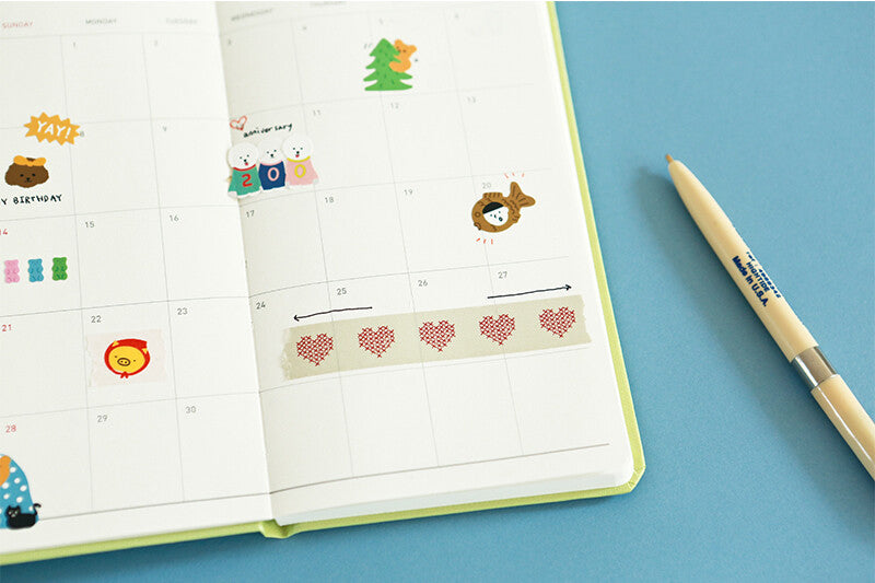 Dailylike Heart Cross Stitch Masking Tape