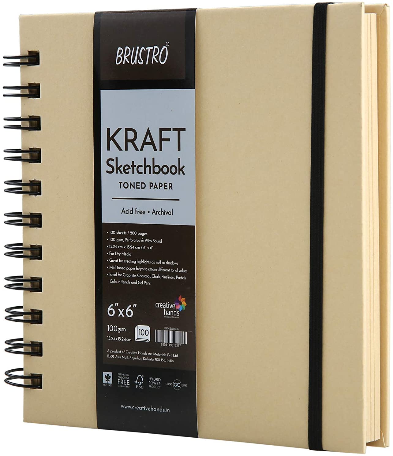 Brustro Toned Paper - Kraft Sketchbook (6"x6" size)