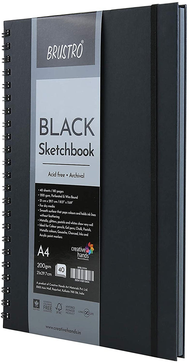 Brustro Black Sketchbook (A4 size) Paper planning and more