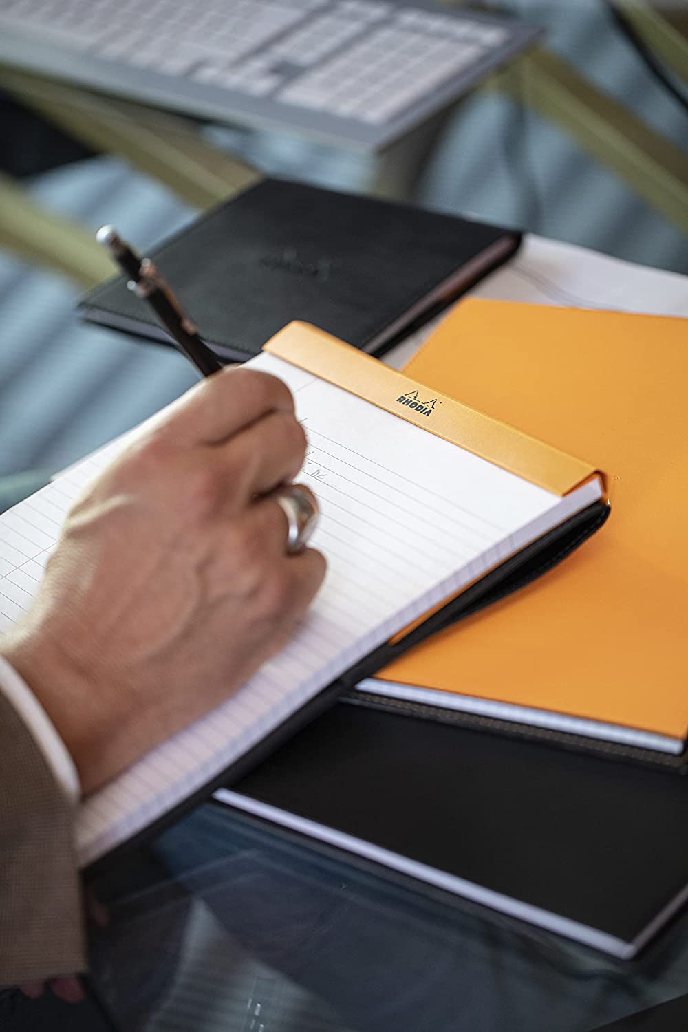 Rhodia Basics Orange Stapled Line + Margin Ruled Notepad - No. 16