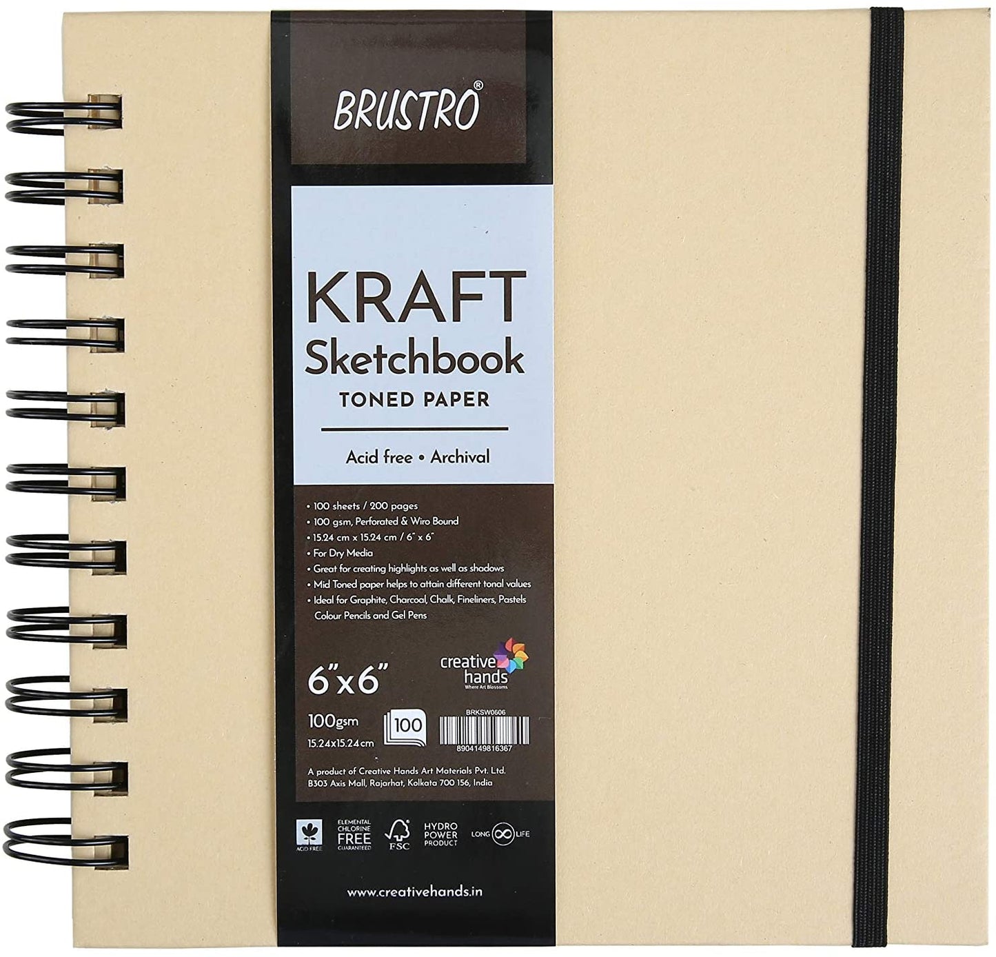 Brustro Toned Paper - Kraft Sketchbook (6"x6" size)