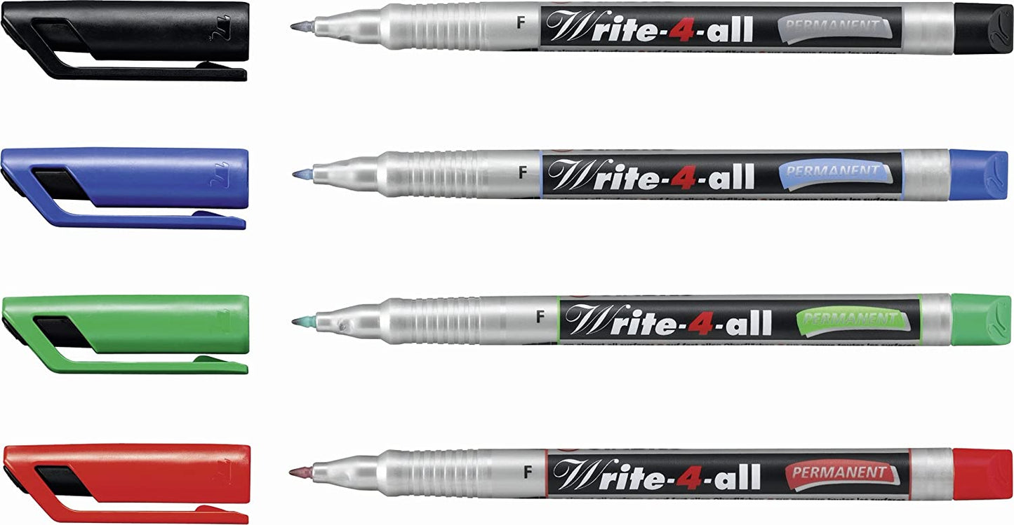Permanent Marker - STABILO Write-4-all Wallet of 4 Fine Assorted Colours