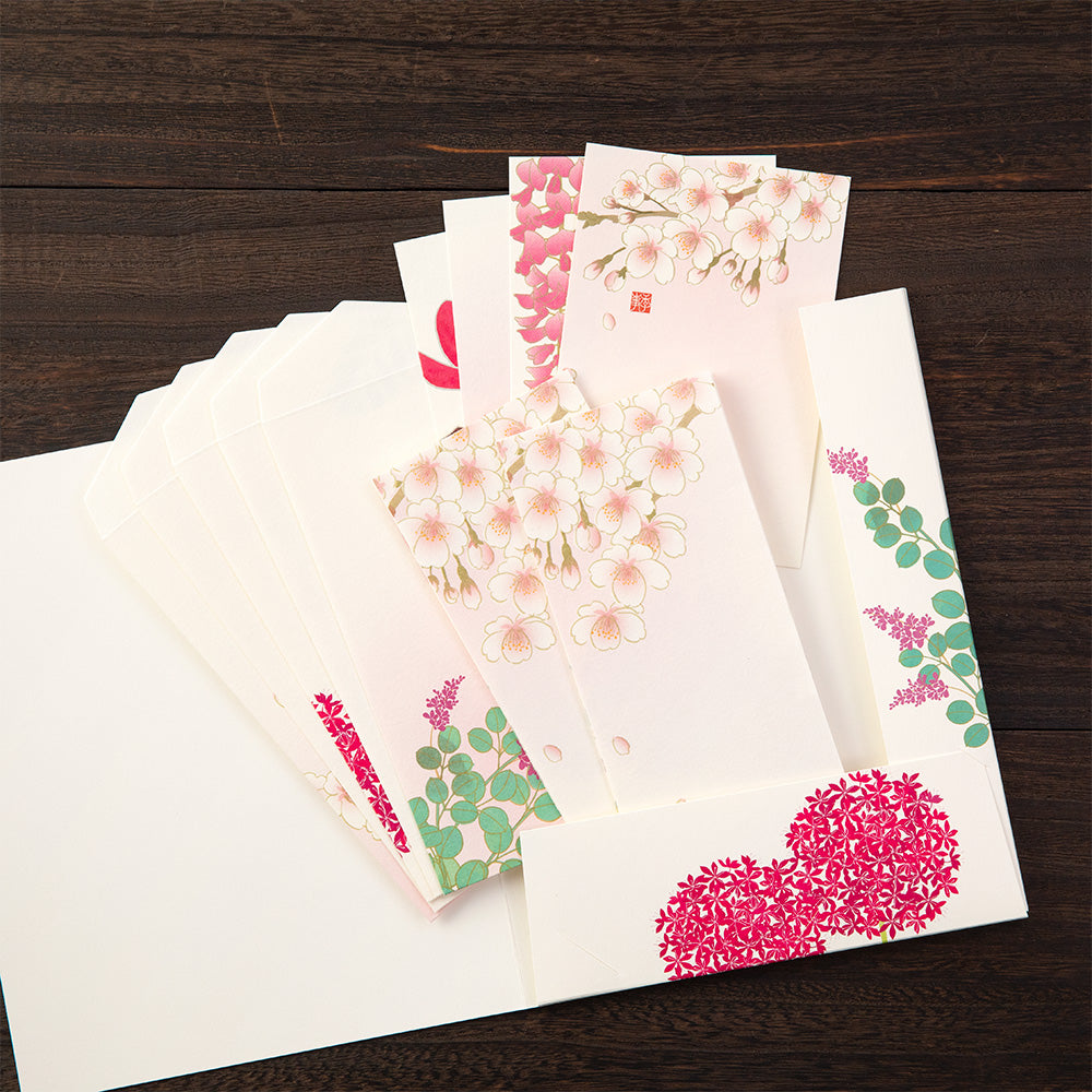 Letter Writing Set Seasonal Flowers Pink