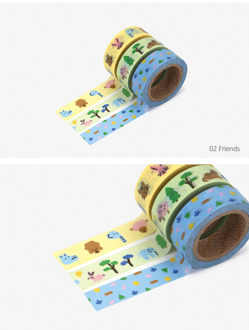 Dailylike Washi Tape Set of 3 Pcs - 02 Friends