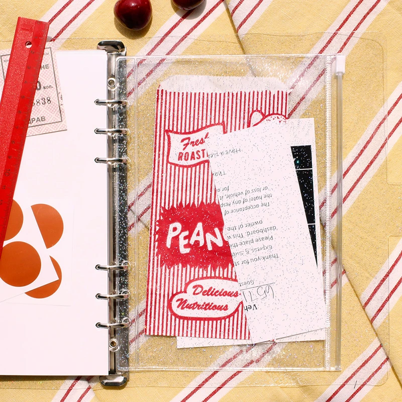 A5 glitter zipper bag