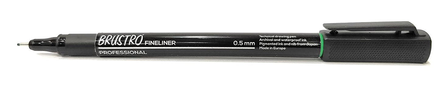Brustro Professional Pigment Based Fineline (Green Color tip of 0.5 mm)