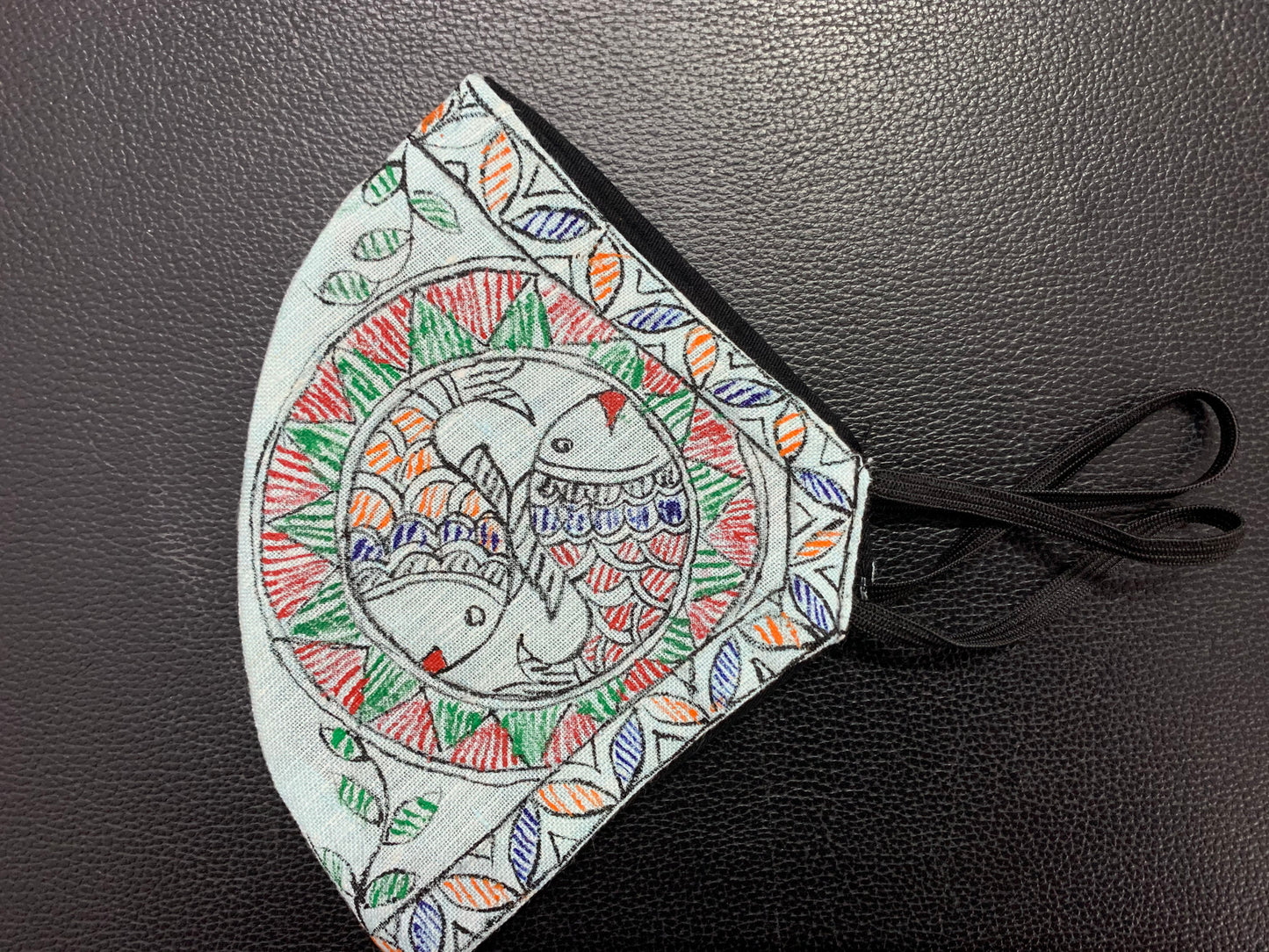 Face Mask - Madhubani Style (Dual Fish)