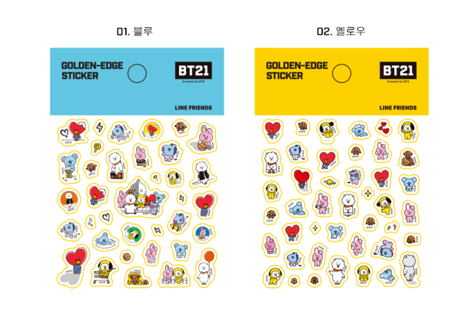 BTS BT21 OFFICIAL GOLDEN-EDGE STICKER