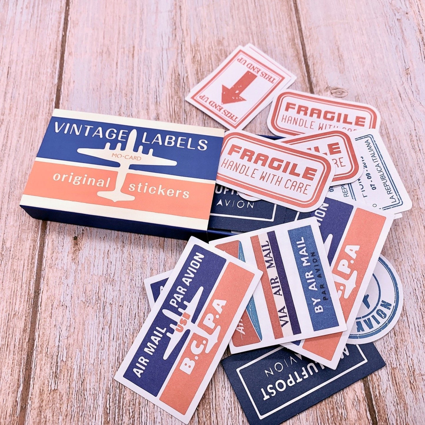 60 Piece Vintage Air Mail Stickers