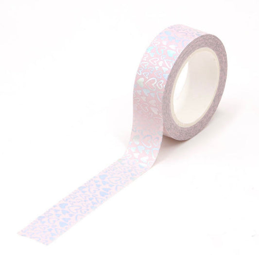 Silver Foiled Heart Washi Tape