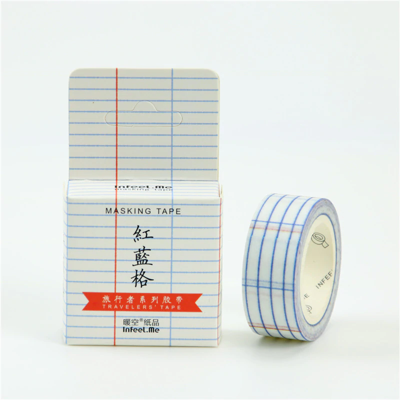 Blue Red Grid Washi Tape