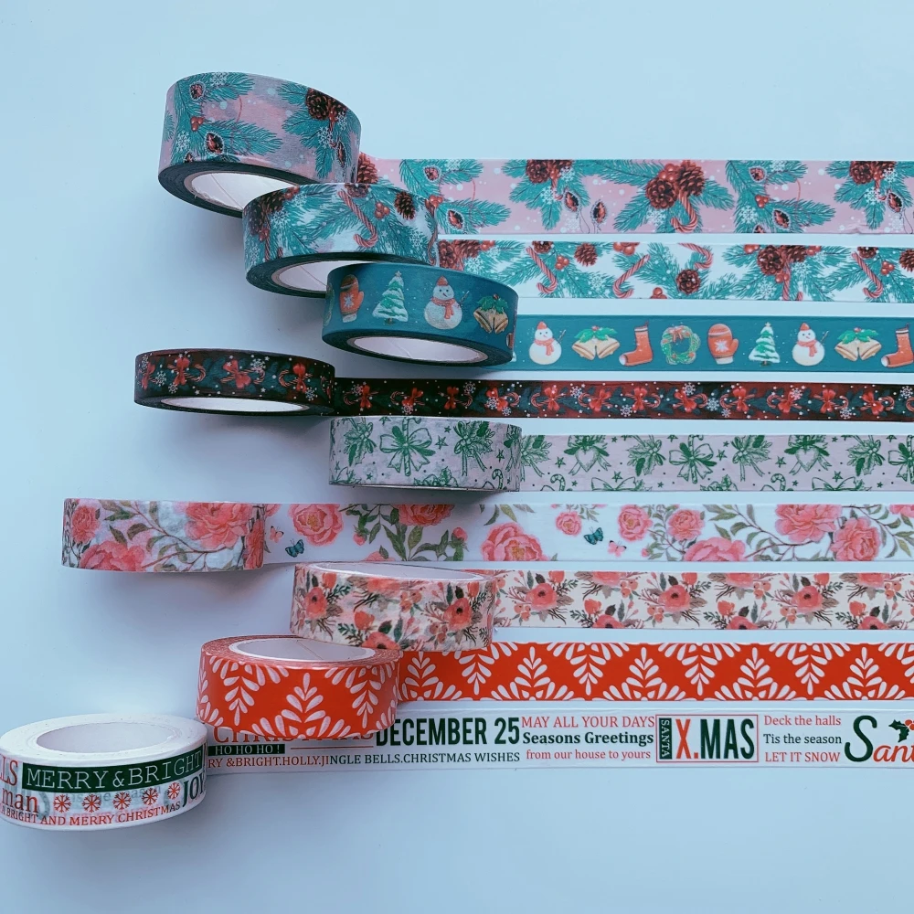 9 piece Christmas Wreaths Washi Tape Set