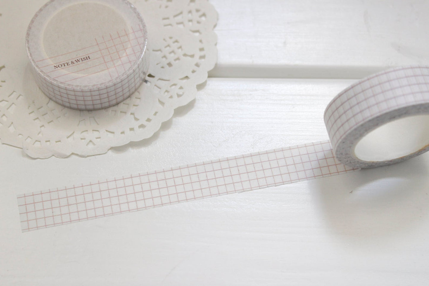 Burnt Coral Grid Washi Tape
