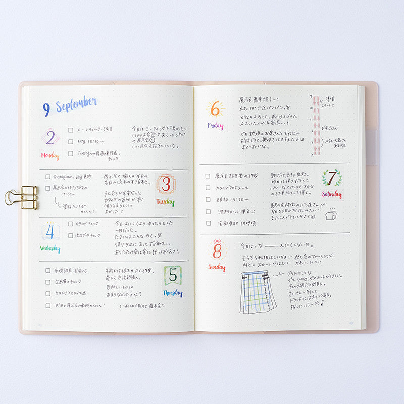Notebook Washi Tape - Date and Day of the Week