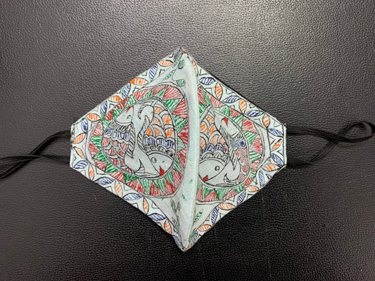 Face Mask - Madhubani Style (Dual Fish)