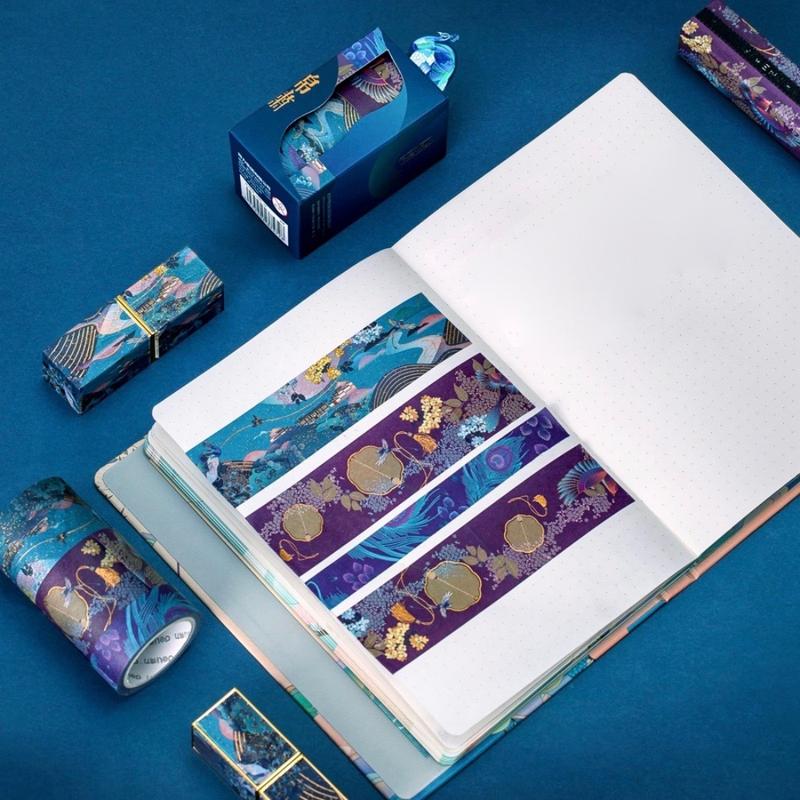 3 Piece Peacock Emerald Gilded Washi Tape Set