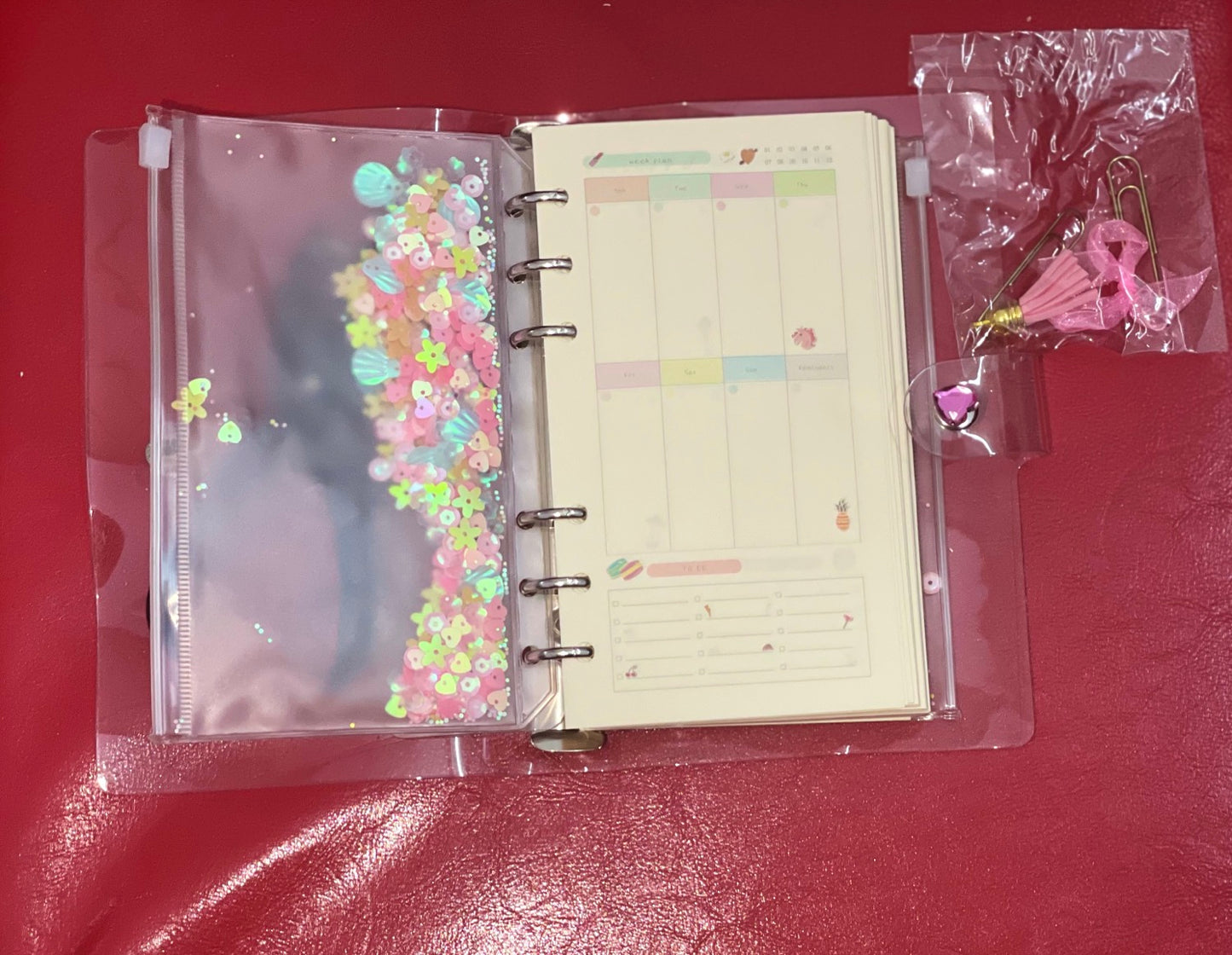 Sequins Transparent Ring Binder
