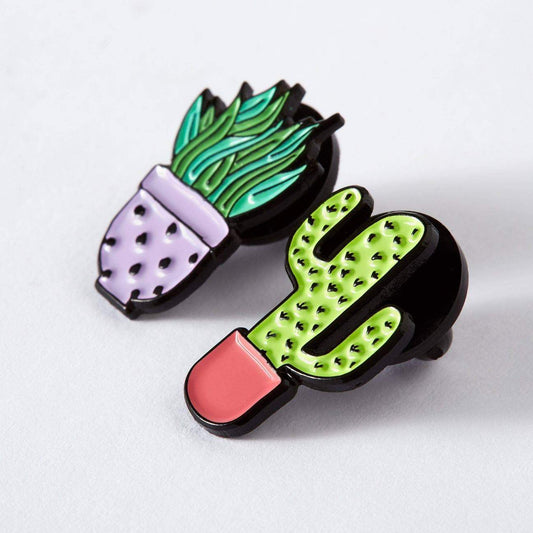 Lilac & Pink Cactus Duo Enamel Pin Set