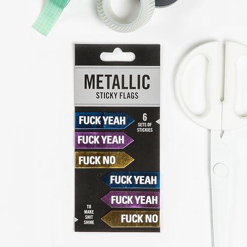 Knock Knock Fuck Yeah / Fuck No Metallic Sticky Flags