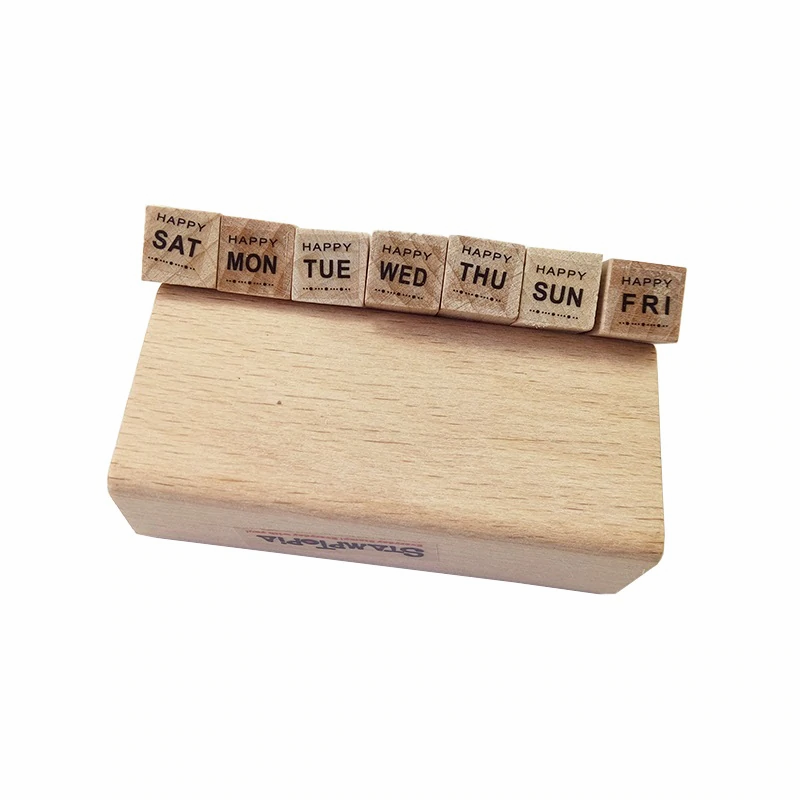 12 Pcs/set Lovely Happy Life decoration wooden rubber stamps