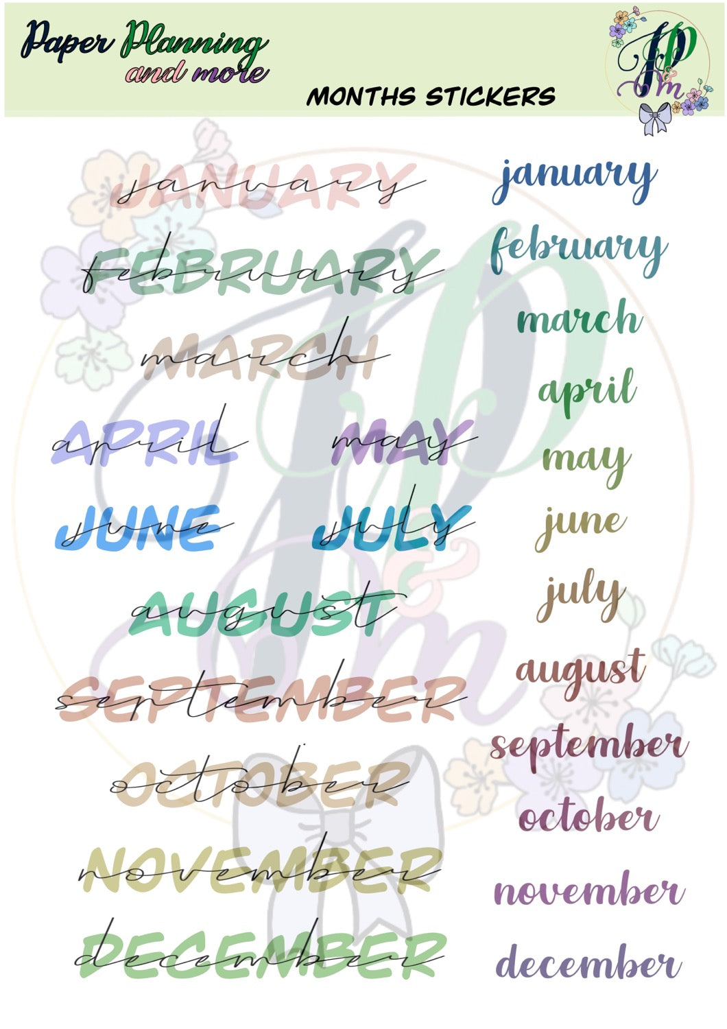 Months Sticker Sheet