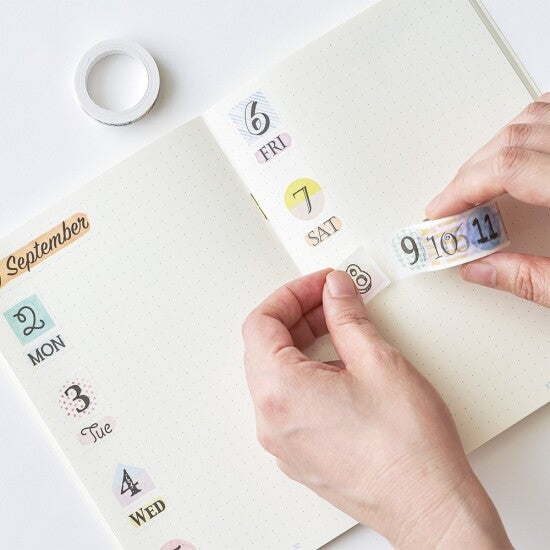 Notebook Washi Tape - Date and Day of the Week