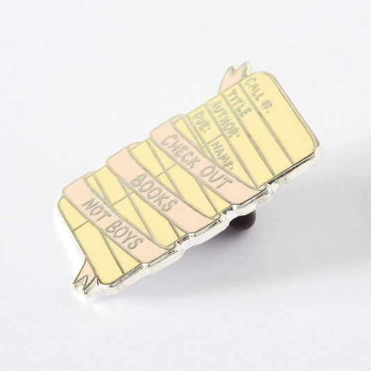 Check Out Books Not Boys Enamel Pin