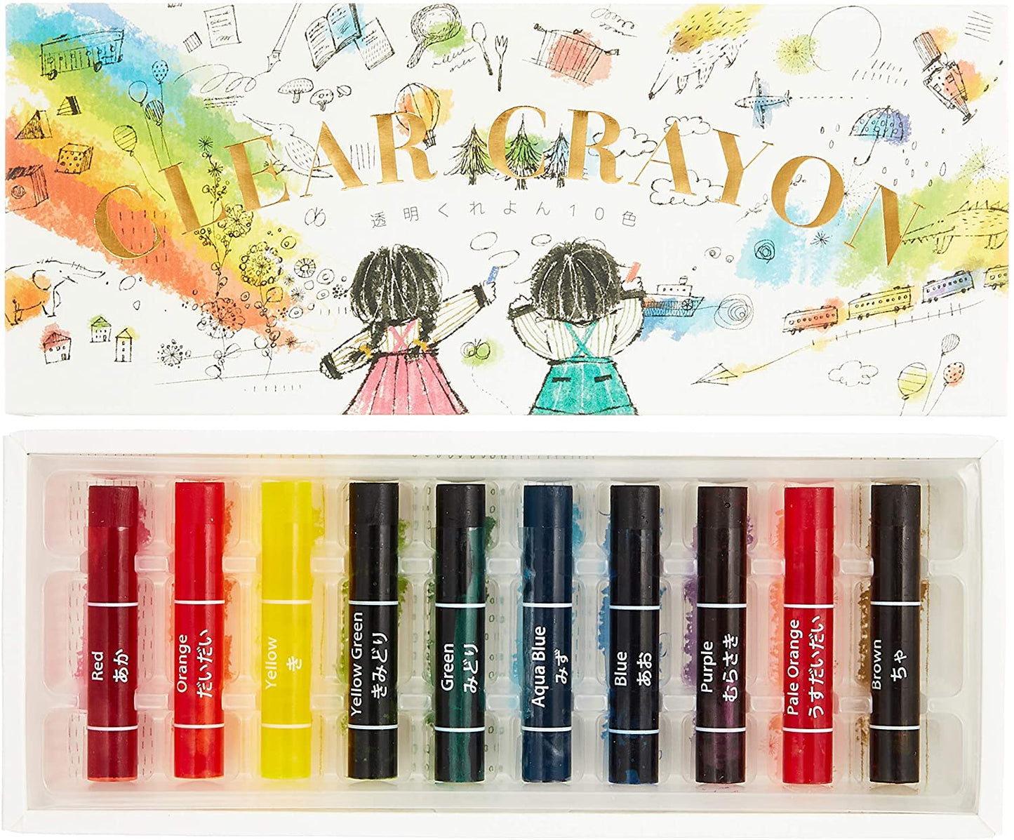 Kokuyo Clear Crayon - 10 Colour Set