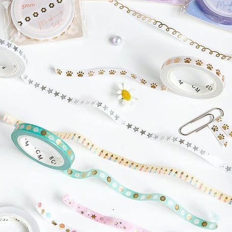 BGM Slim Washi Tape- Gold Writing