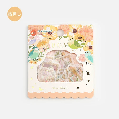BGM Foil Stamping Stickers- Flower Birds