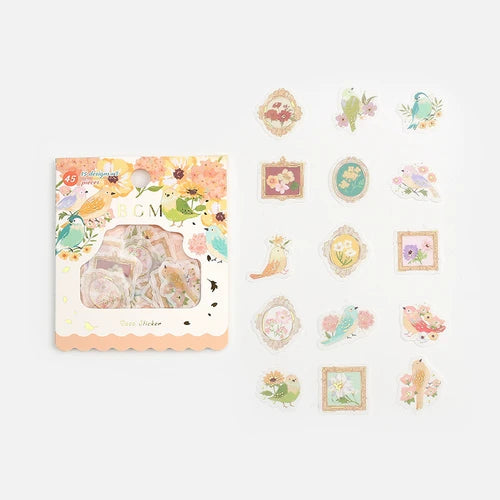 BGM Foil Stamping Stickers- Flower Birds